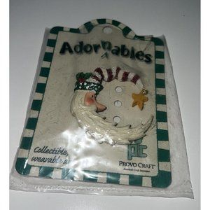 Vintage Adornables Wearable Art Santa Claus Christmas Pin Provo Craft NEW